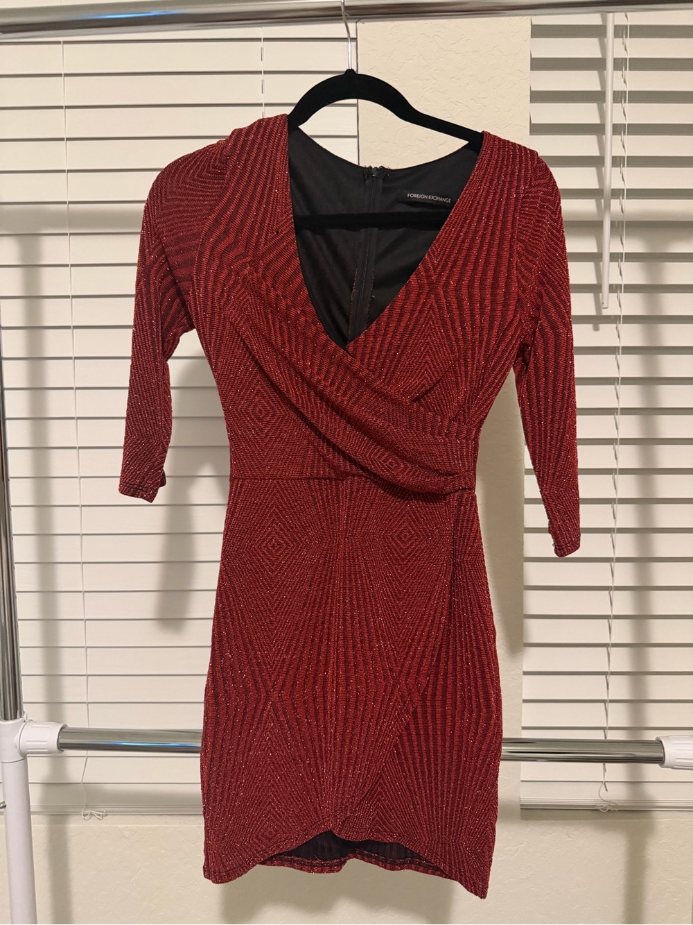 Foreign Exchange Elegant Red V-Neck Wrap Dress